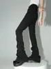 Skinny Noir Ruché Flare Jeans Femmes Y2k Haute-élastique Bootcut Pantalon Empilé Taille Haute Pantalon Harajuku Goth Grunge Vêtements C3e8 #
