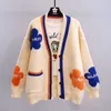 FI Kobiety Knitte Sweters Coat jesień zima koreańskie kaszele z rękawem LG V-dółki Butt Cardigans Streetwear Casual Jersey W88n#