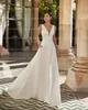 Gorgeous Simple Wedding Dres Women's A Line Sweep Train Vestidos de Novia Formal V Cuello Backl Elegante Satén Vestidos De Novia C14s #