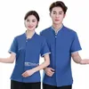 Salopette respirante Service de travail d'hôtel Tops Serveur Uniforme à manches courtes Restaurant Fast Food Shop Femme Waitr Vêtements de travail w4bc #