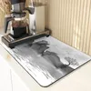 Table Mats Chinese Style Diatomaceous Earth Mat Coasters For Glasses Kitchen Ink Painting Pattern Silicone Pad Accessories Cup