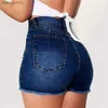 Женские шорты, женские джинсовые летние женские костюмы с высокой талией, потертые рваные джинсы с бахромой, популярные с карманами, kot Pantolon 240329
