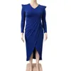 women's Clothing Sexy New Style Lg Sleeve V Neck Urban Plus Size Evening Dr 5xl Solid Color Elegant Party Dres Wholesale U8Pu#