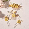 Hair Clips Barrettes Bridal Headdress Light Blue Pink And White Flower Comb Hairpin Dress Ladies Accessories Headdress. Drop Delivery Otny2