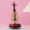 Dekorativa figurer AbF Chinese Lute Music Box Classical Wind Up Twirling Rotating Base Instrument Miniature Artware Gift