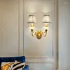 Wall Lamp BERTH American Brass Indoor Living Room Bedroom Bedside Retro El Corridor Hallway