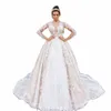 Ashley Carol Luxury Princ Wedding Dres for Women 2024 V-Neck LG Sleeve Beading spets bröllopsklänningar Vestidos de Novia A6WJ#