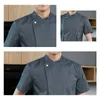 Kvalitetskock servitör Workwear Short Sleeve Restaurant Kitchen Uniform Hotel Chef Jacket Bakery Cafe Work Clothes Barber Overalls O6TI#