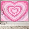 Arazzi arazzo con stampa di stelle a forma di cuore, dormitorio di coppia, stile estetico rosa, appeso a parete, a forma di amore romantico, camera da letto