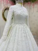 luxury Ball Gown Dubai Muslim Wedding Dr 2023 Lg Sleeve lace Appliques Frs Beaded Saudi Arabia Bridal vestidos de novia L98Y#
