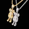 Colliers Anime Puppets Pendentif Sesame Street Pendentif Glacé Zircone Cubique Hip Hop Rock Bijoux avec Chaîne de Tennis pour Cadeau