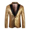 Abiti da uomo Paillettes Blazer a bottone singolo per uomo Dance Party Drappeggio Taglio Cappotto slim oversize di qualità quattro stagioni Terno Masculino