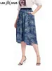 Lih HUA vrouwen Plus Size Denim Rok Lente Chic Elegante Rok Voor Mollige Vrouwen Cott Geweven Rok H6jy #