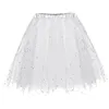 Skirts Womens Sequins 3-layer Mesh Poncho Skirt Ballet Dance Rainbow Star Glitter Ball Gown Party Clothes Women