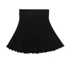 İş Elbiseleri Trafza Zarif Kadınlar Yay Streç yüksek bel kırışmış A-line Mini Etek Siyah Örme Kısa Kısa Sökme 2 Parçalı Set