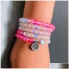 Beaded Sn1408 Matte Pink Mermaid Quartz 108 Mala Bracelet For Women High Quality Throat Chakra Nce Yoga Beads Jewelry Drop D Dhgarden Otsl1