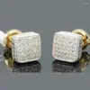 Ohrstecker Gold Farbe Iced Out Square Bling Ohrring Männer Hip Hop Luxus Strass Geometrie Für Frauen Schmuck Z3M130270s