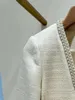 Ensemble de robes de travail en Tweed pour femmes, décoration de perles, col en v, manches longues, veste élégante ou ligne a, Mini jupe, printemps 2024