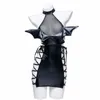 Anilv 2023 Halen Devil's Wings Leather Dr Women Cross Strap Mesh Dem Uniform Outfit Costume Cosplay R4RH＃