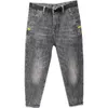 men's Japanese Micro Span Grey Slim Fit Jeans Summer Fi Elastic Youth Medium Low Waist Denim Jeans Designer Pants O4kE#