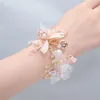 Vit imitati Pearl Crystal Fi Wrist FR för kvinnor Bröllopsset Holiday Ball Hand smycken Girl Dancing Party Decorati N8le#