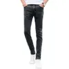 modne dżinsowe spodnie do kostek długość średniego szumu skóry mężczyźni Slim Fit Dżins LG Spodnie Mężczyźni dżinsy wszechstronne C4i6#
