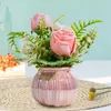 Fleurs décoratives artificielles en pot rose fleur vase en céramique table pièce maîtresse ornement bonsaï hauteur 21 cm pour la décoration de bureau à domicile réaliste