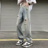 Gebroken Gat High Street Distred Jeans Mannen Nieuwe Trend Koreaanse Stijl Rechte Buis Versleten Denim Broek Hip Hop Gescheurde jeans R9Wj #