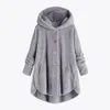 women's Autumn Winter Fi Solid Lg Sleeve Hooded Tops Jacket Ladies Warm Butt Pockets Coat Clothing Plus Size f5Vy#