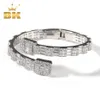 The Bling King 7mm Baguette Cuff Bangel Micro Paved Bling Square Cubic Zirconia Armband Luxury Wrist Rapper Jewelry Punk Bangle 2287n