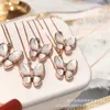 Diseñador Brand Van High Edition White Beimu Collar de mariposa de diamante Full Diamond para mujeres Cadena de huesos de oro de oro rosa de 18 k