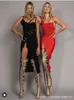 Sexig nattklubbfest One Shoulder Metallic High Elastic Bandage Split Women's Dress 591096