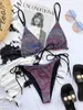Rinabe Push Up Bikinis Halter Swimsuit Women Gradient Print Badkläder Sexig thong baddräkt Spets Triangel Bikini Set 220408