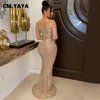 cm.yaya feminino malha retalhos diamds quente rhinestes bodyc midi sereia maxi dr 2023 noite sexy festa dres vestidos 92fS #