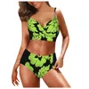 Women's Swimwear Retro Swimsuits For Women Beachwear Split Print High Set Swimsuit Digital Bikini Waist Swimwears