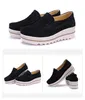 Casual Shoes Fashion Lager Size Women Flats Platform Sneakers Woman Leather Suede Slip On Black Creepers