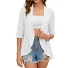 2023 Summer Fi Ladies Hollow Out Cardigan Boho Tops Women Beach Outwearカジュアル3クォータースリーブ日焼け止めシャツS3AC＃