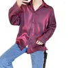 Camicie casual da uomo polarizzate luce brillante viso nicchia tinta unita versatile camicia a maniche lunghe tendenza della moda coreana