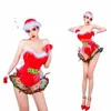 christmas Gogo Dancer Costume Women Red Bodysuit Transparent Skirt Nightclub Ds Dj Rave Outfit Stage Party Clothes XS7445 L6y0#