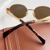 Andere mode-accessoires Mode ovale zonnebril Dames gouden draadframe groene lens metalen spiegelpoot triplet handtekening op tempel