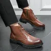 Chaussures habillées Bottes mi-hautes élégantes pour hommes Bottines à lacets antidérapantes pour l'extérieur Printemps Automne et hiver