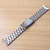 Watch Bands Curved End Watchbands 18MM 20MM 22MM 24MM Silver Stainless Steel Solid Links Straps Bracelets Safety Buckle Folding Cl213P