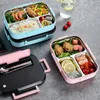 Stoviglie Bento Box in acciaio inossidabile Contenitore per pranzo sicuro impilabile a tenuta stagna di grande capacità Contenitore per pranzo quadrato diviso per studenti