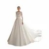 Великолепное атласное увлекательное свадебное платье с красивыми рукавами Lg Простые элегантные свадебные платья Сексуальное изысканное кружевное платье с аппликацией f00e #