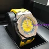 Schöne AP-Armbanduhr der Royal Oak Offshore-Serie, 42 mm, Kalenderanzeige, Weiß, Schwarz, Grün, Gelb, Scheibe, automatisch, mechanisch, Präzisionsstahl, modische Sport-Herrenuhr
