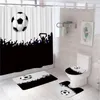 Shower Curtains Sports Football Black White Geometric Modern Waterproof Bathroom Curtain Set Anti-Slip Soft Rug Toilet Lid Cover Bath Mat