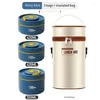 Dijkartikelen Sets Warm lunchcontainer Roestvrij staal Thermisch draagbare Bento Box Blue B Losse te gebruiken