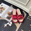 Designer Dames Sandalen Echt C letter Leer Damesschoenen met dikke zool Luxe merk geborduurde randslippers Mode Hoge kwaliteit Indoor Casual schoenen