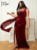 Missord Vino Paillettes Plus Size Sera Dres Donne Elegante Una Spalla Sleevel Drappeggiato Festa di Nozze Prom Dr Veet Abito e3kN #