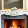 Decorative Flowers Easter Egg Door Wreath Spring Home Decor Artificial Garland With Colorful Eggs And Leaves